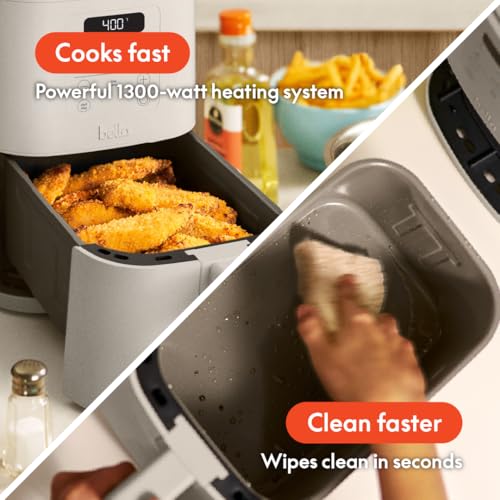 Bella 4Qt Slim Air Fryer Adjustable Temperature Oatmilk Sous Vide Fit Anywhere Kitchenware EverGood Ceramic Nonstick Coa
