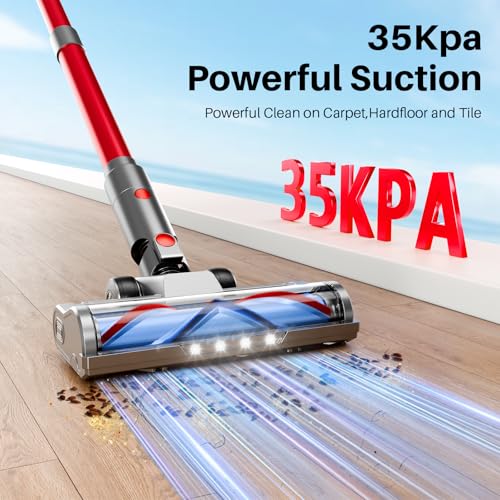 Lightweight Stick Vacuum Cleaner for Home Pet Hair Removal | Anti-Tangle Cordless Vacuum for Deep Carpet Cleaning | Rec