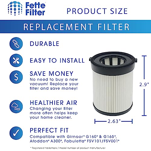 Fette Filter FSV001 Hepa Filter Replacement - Fabuletta, Girnoor, Afoddon Compatible, Premium Material, Pack of 4, Vacuu