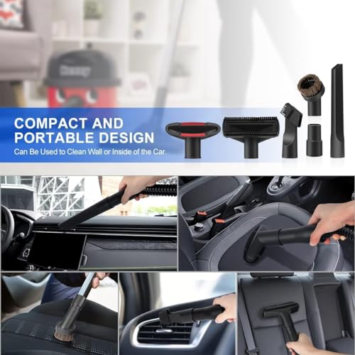 10PCS Universal Vacuum Attachments Kit for Shop Vac Accessories - Flexible Crevice Tool & Horse Hair Brush - Ideal for