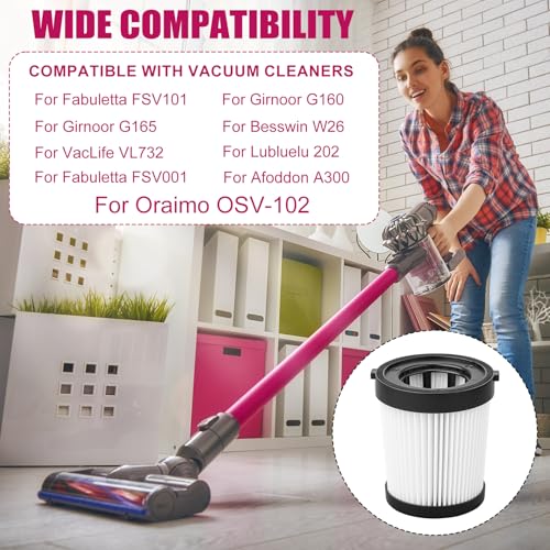 Fabuletta FSV101 & FSV001 8PCs HEPA Vacuum Filter Replacement, Cleaning Brush Included | Girnoor G165, G160, Afoddon A3