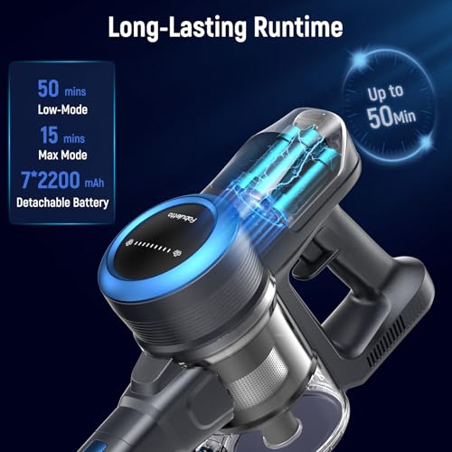 FABULETTA 35Kpa Cordless Vacuum Cleaner for Home, Max 50 Mins Runtime, Lightweight LED Display Vacuum Cleaner