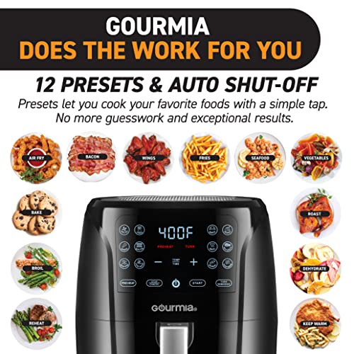 Gourmia FRY FORCE Large Air Fryer Oven 12 Preset Functions for Healthy Cooking | Gourmia FRY FORCE XL Air Fryer Basket