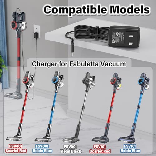 Fabuletta FSV101 FSV001 25.9V 2200mAh 250W Lithium Ion Battery Charger Cord for 30V 24Kpa Suction Cleaner UL Certified