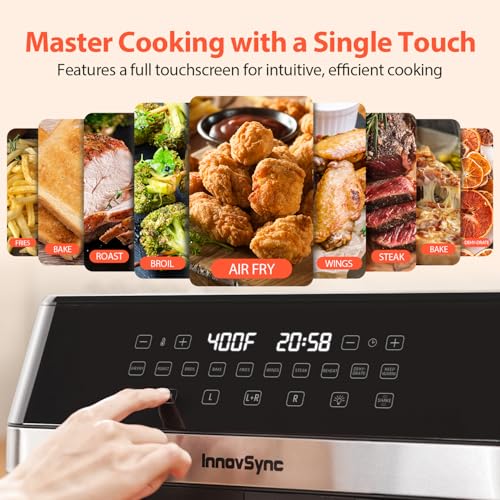 12QT Large Dual Air Fryer Black for Quick & Easy Cooking 12QT Large Dual Air Fryer with SyncCook Function for Healthy