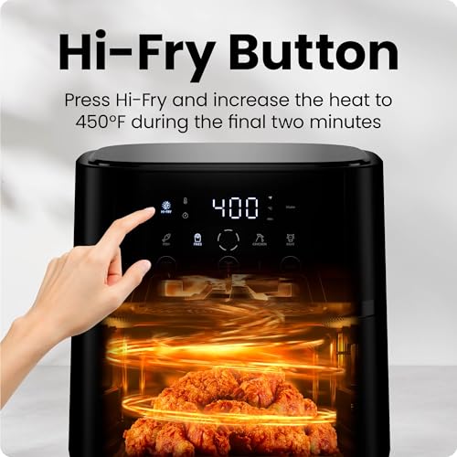 Chefman 6 QT Air Fryer - Quick & Easy Meals in Minutes for Busy Families, Features Hi-Fry Technology for Extra Crisp, To