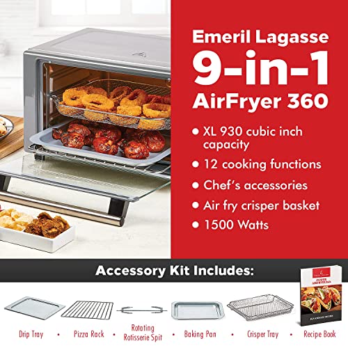 Emeril Lagasse 360° Air Fryer XL 9-in-1 Quick Cook Technology