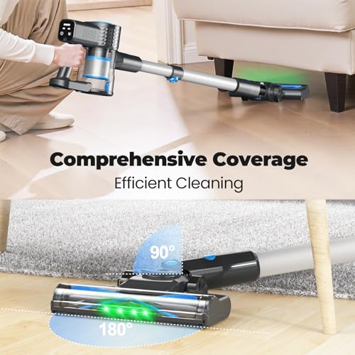 Powerful Lightweight Cordless Stick Vacuum Cleaner for Home and Carpet (Blue) | Anti-Tangle 8-in-1 Rechargeable Cordles