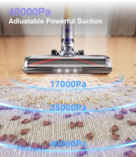 450W 40Kpa Powerful Rechargeable Cordless Stick Vacuum Cleaner for Home | Lightweight Portable Cordless Vacuum for Hard