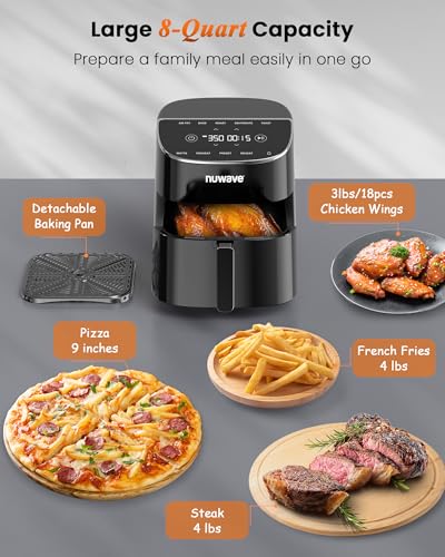 Nuwave Brio Plus Air Fryer 8 Qt - New & Improved, PFAS-Free, Multi-Purpose Cooker for Health-Conscious Families | Nuwav