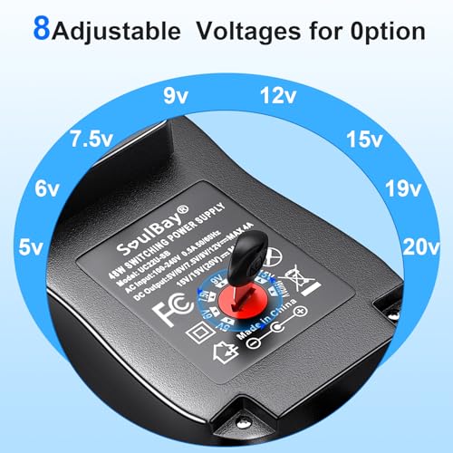 SoulBay 48W Universal AC Adapter for Household Electronics with 11 Tips USB-C & 5.5 * |1mm Plug-in Transformer USA Plug-