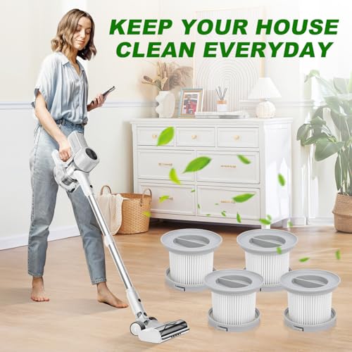 Fabulettas 23Ft Corded Stick Vacuum Cleaner Replacement Filters - 4Pack for FSV011 - Premium Cleaning Efficiency, Easy R