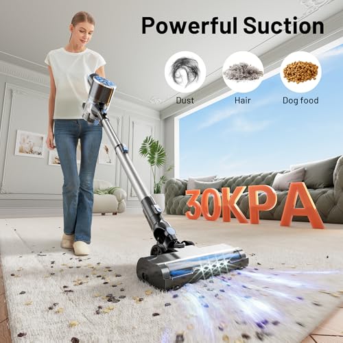 Self-Standing Cordless Vacuum Cleaner with LED Screen for Home | Lightweight Powerful Suction Stick Vacuum Cleaner for
