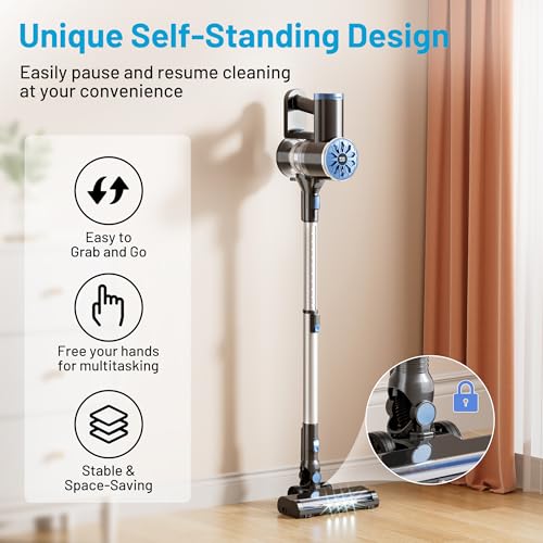 Cordless Vacuum Cleaner with Self-Standing Feature for Home | LED Screen Stick Vacuum Cleaner for Lightweight Powerful