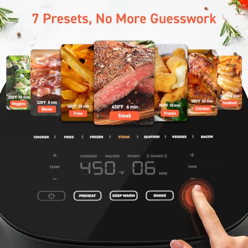 COSORI Air Fryer Pro 9-in-1 Half Time & Chef-Grade Cook Gray COSORI Air Fryer Pro 9-in-1 One-Wipe Clean Glass Panel Gr