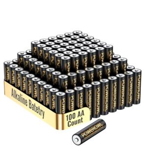 POWEROWL High Capacity Alkaline AA Batteries for Long Lasting Power and Reliability | POWEROWL AA Batteries 100 Pack -