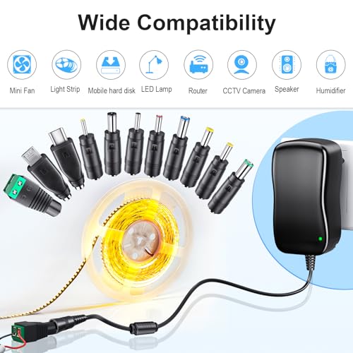 SoulBay 48W Universal AC Adapter for Household Electronics with 11 Tips USB-C & 5.5 * |1mm Plug-in Transformer USA Plug-